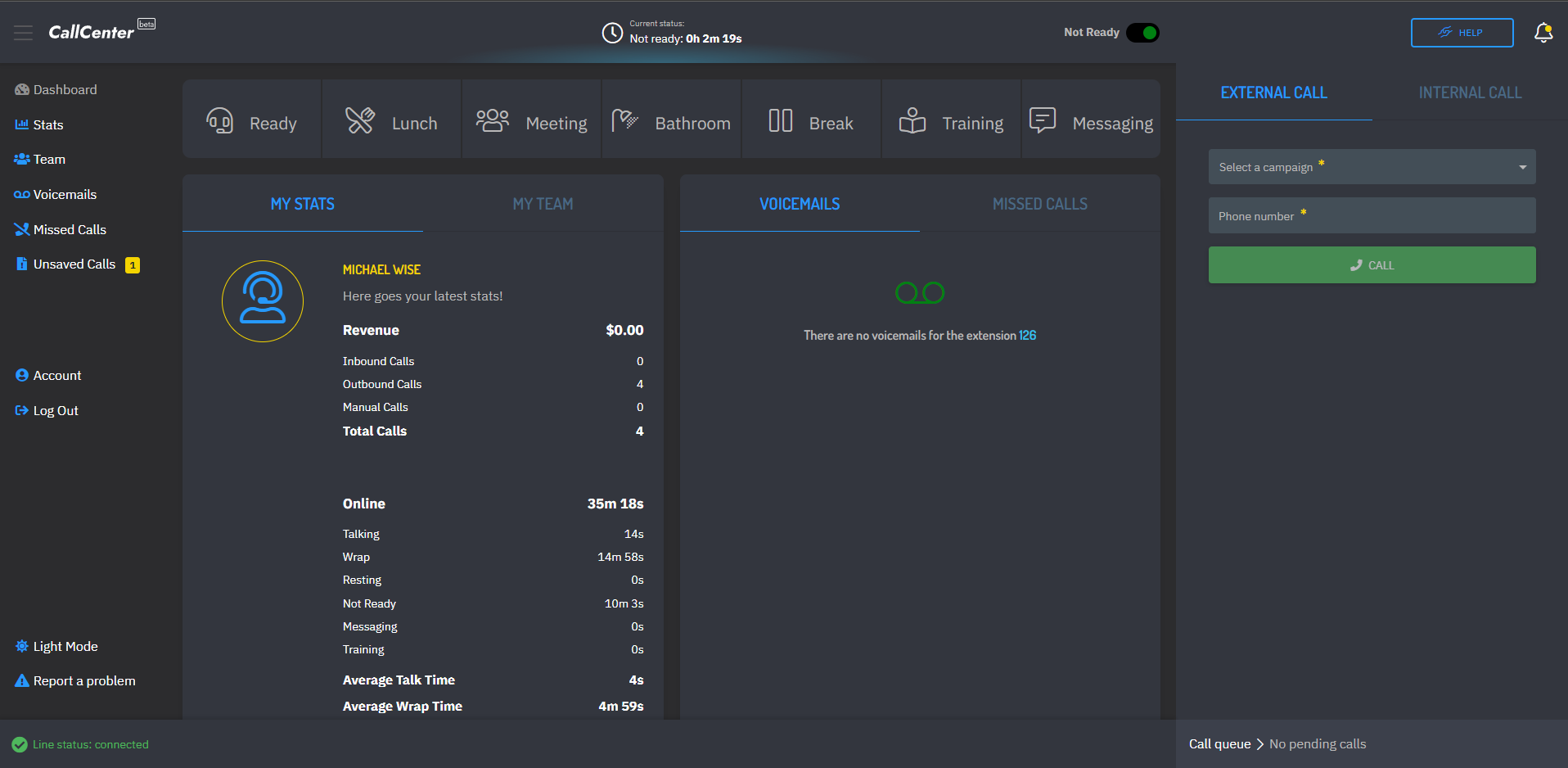 screenshot of Hosted Contact Center